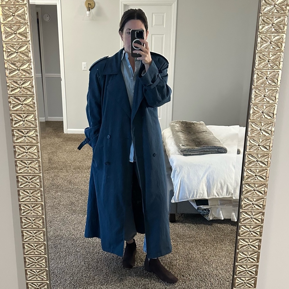 LONDON FOG Towne Vintage Navy Trench Size 14 Regular